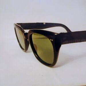 Vintage Black Unisex Rocker  Sunglasses w/Green Tinted Lenses Buddy Holly NOS